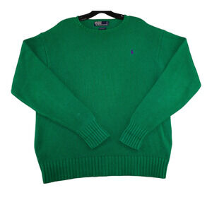 Polo Ralph Lauren Green Cotton Crewneck Sweater Men’s M Classic Logo